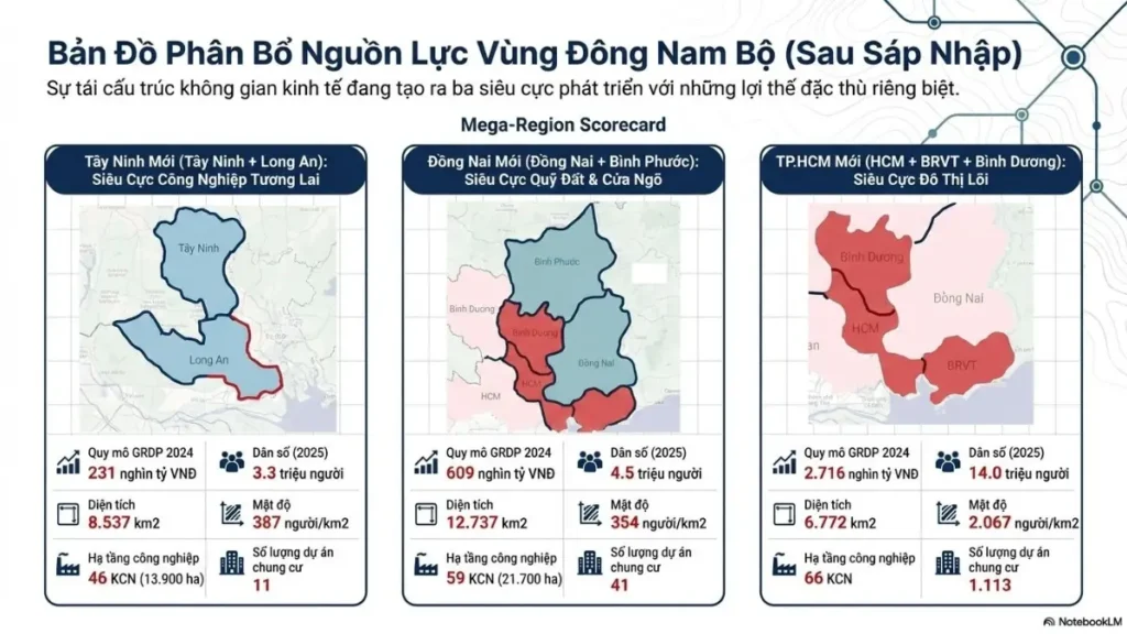 bản đồ phân bổ nguồn lực vùng đông nam bộ sau sát nhập