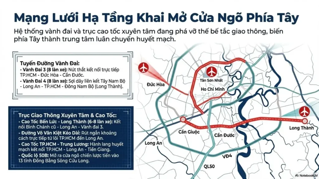 mạng lưới hạ tầng khai mở cửa ngõ phía Tây TpHCM